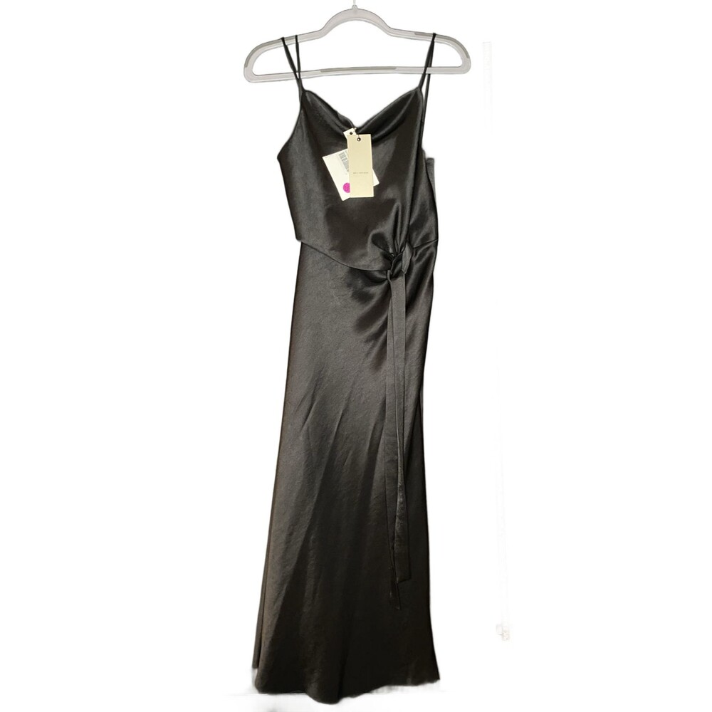 Bec and Bridge Women's Black Satin Cowl Neck Maxi Dress Size 4 NWT
